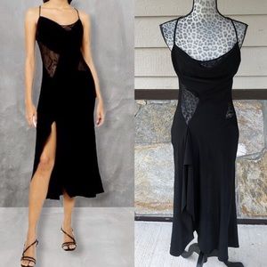 Topshop | Black Lace Slip Dress with Slit